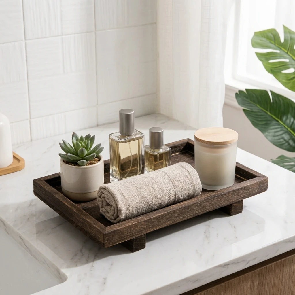 Home Edit Bathroom Storage - Retro Wooden Desk Storage Tray Bathroom